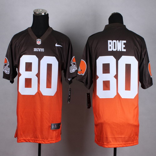 Men's Cleveland Browns #80 Dwayne Bowe Brown Orange Nike Fadeaway Elite Jersey
