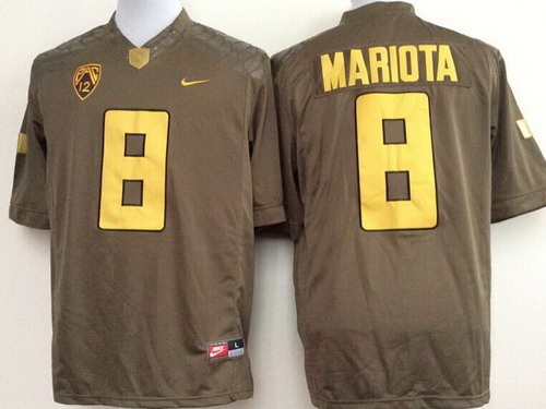 Men's Oregon Duck #8 Marcus Mariota 2014 Brown Limited Jersey