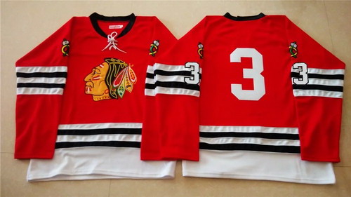 Men's Chicago Blackhawks #3 Keith Magnuson 1960-61 Red Vintage Jersey