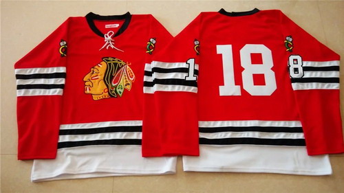 Men's Chicago Blackhawks #18 Denis Savard 1960-61 Red Vintage Jersey