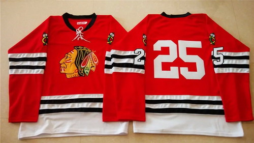 Men's Chicago Blackhawks #25 Matt Carey 1960-61 Red Vintage Jersey