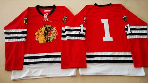 Men's Chicago Blackhawks #1 Glenn Hall 1960-61 Red Vintage Jersey