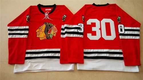 Men's Chicago Blackhawks #30 Ed Belfour 1960-61 Red Vintage Jersey