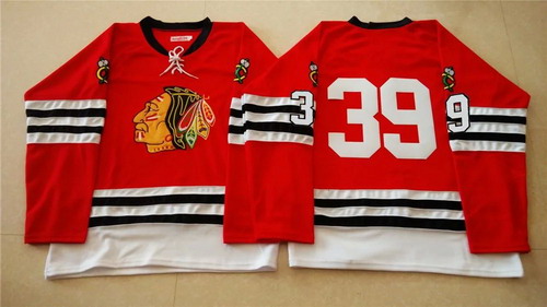 Men's Chicago Blackhawks #39 Kyle Baun 1960-61 Red Vintage Jersey