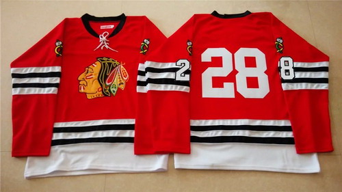 Men's Chicago Blackhawks #28 Steve Larmer 1960-61 Red Vintage Jersey