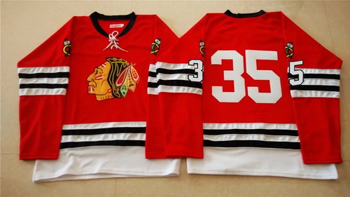 Men's Chicago Blackhawks #35 Tony Esposito 1960-61 Red Vintage Jersey