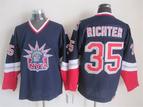 Mens New York Rangers #35 Mike Richter Navy Blue 1998 Throwback CCM Jersey