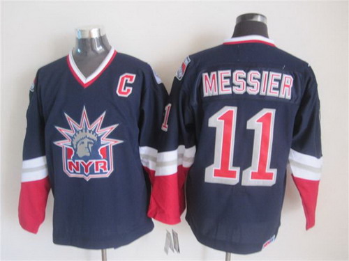 Mens New York Rangers #11 Mark Messier Navy Blue 1996 Throwback CCM Jersey
