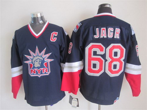 Mens New York Rangers #68 Jaromir Jagr Navy Blue 2006 CCM Throwback Alternate NHL Jersey
