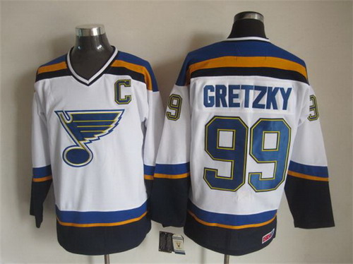 Men's St. Louis Blues #99 Wayne Gretzky 2014 White Throwback CCM Jersey