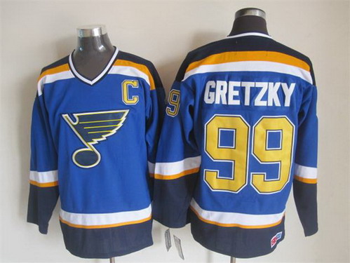 Men's St. Louis Blues #99 Wayne Gretzky 2003 Blue Throwback CCM Jersey