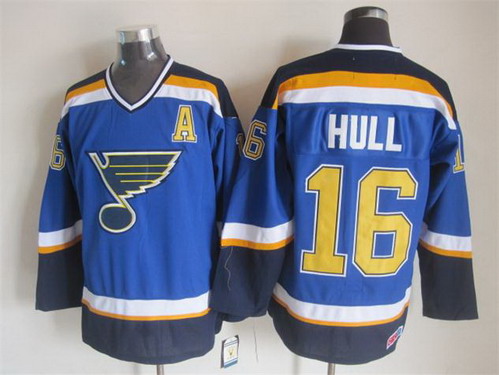 Men's St. Louis Blues #16 Brett Hull 2003 Blue Throwback CCM Jersey