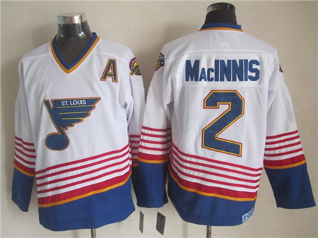 Men's St. Louis Blues #2 Al MacInnis 1995-96 Whte Red CCM Throwback Jersey