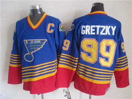 Men's St. Louis Blues #99 Wayne Gretzky 1995-96 Blue Red CCM Throwback Jersey
