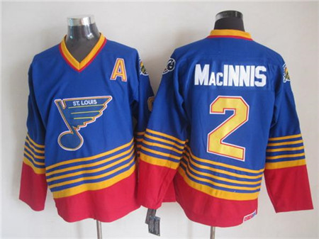 Men's St. Louis Blues #2 Al MacInnis 1995-96 Blue Red CCM Throwback Jersey