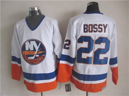 Men's New York Islanders #22 Mike Bossy White Throwback CCM Jersey