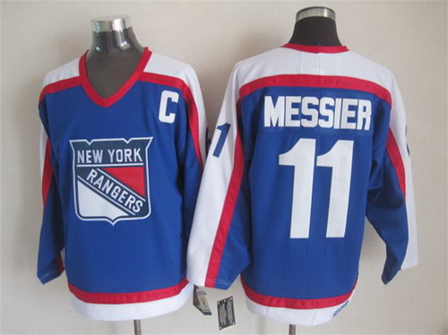 Mens New York Rangers #11 Mark Messier Light Blue 2003 Throwback CCM Jersey