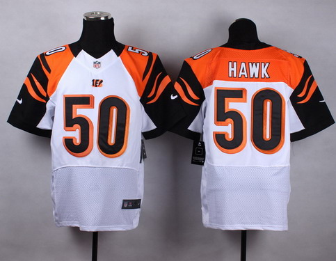 Men's Cincinnati Bengals #50 A.J. Hawk White Nike Elite Jersey
