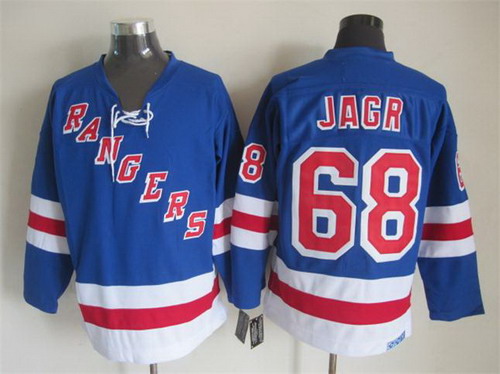 Mens New York Rangers #68 Jaromir Jagr Light Blue 2006 Throwback CCM Jersey with tie