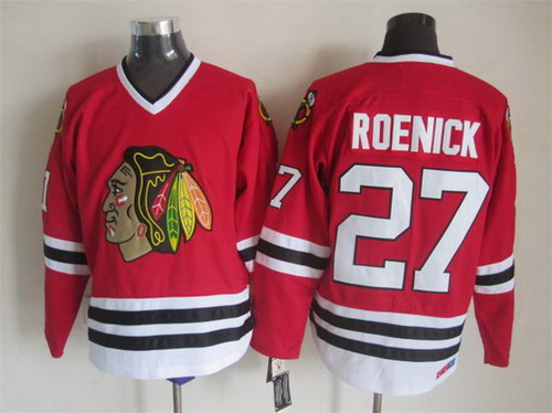 Men's Chicago Blackhawks #27 Jeremy Roenick Red 1990 Throwback CCM Jersey