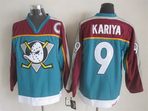 Men's Anaheim Ducks #9 Paul Kariya Blue Throwback CCM Jersey