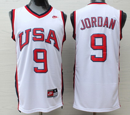 Men's 1984 Olympics Team USA #9 Michael Jordan White Swingman Jersey