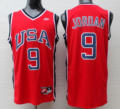 Men's 1984 Olympics Team USA #9 Michael Jordan Red Swingman Jersey