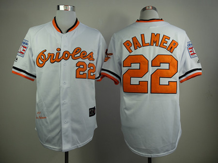 Men's Baltimore Orioles  #22 Jim Palmer 1970 White Throwback Jersey with Hall Of Fame Patch