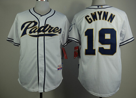 Mens San Diego Padres #19 Tony Gwynn Majestic White Cool Base Jersey