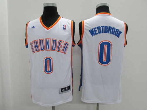 Youth Oklahoma City Thunder #0 Russell Westbrook White Jersey