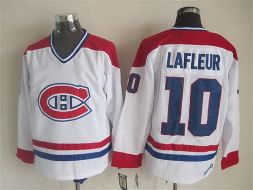 Men's Montreal Canadiens #10 Guy Lafleur White CCM Vintage Throwback Jersey