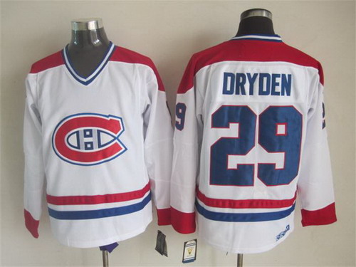 Men's Montreal Canadiens #29 Ken Dryden White CCM Vintage Throwback Jersey