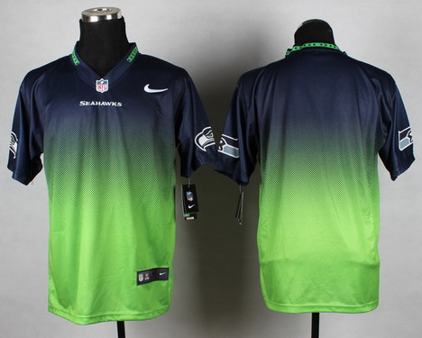 Men's Seattle Seahawks Blank Nike Navy Blue Green Fadeaway Elite Jersey