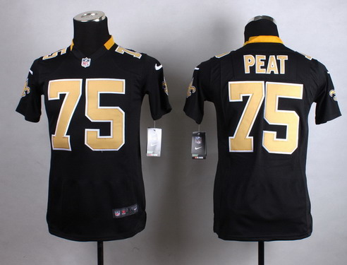 Youth New Orleans Saints #75 Andrus Peat Nike Black Game Jersey