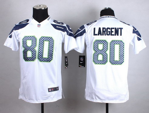 Youth Seattle Seahawks #80 Steve Largent Nike White Game Jersey