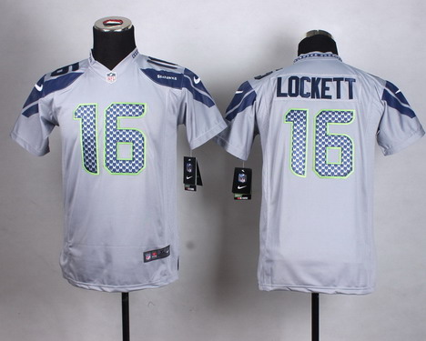 Youth Seattle Seahawks #16 Tyler Lockett Nike Gray Game Jersey