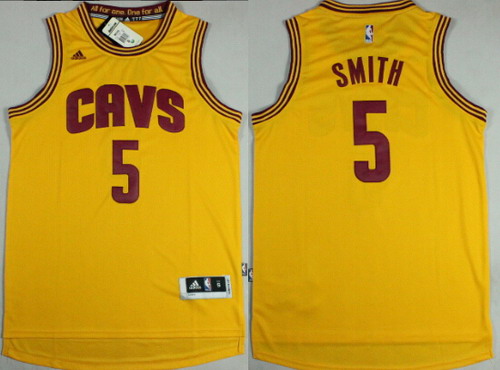 Men's Cleveland Cavaliers #5 J.R. Smith Revolution 30 Swingman 2015 New Yellow Jersey