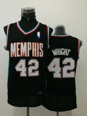 Men's Memphis Grizzlies #42 Lorenzen Wright Black Hardwood Classics Soul Swingman Throwback Jersey