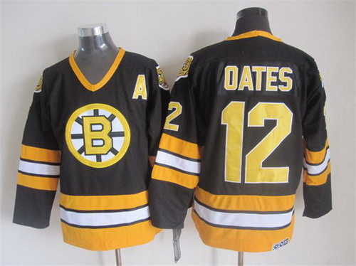 Men's Boston Bruins #12 Adam Oates 1994 Black CCM Vintage Throwback Jersey