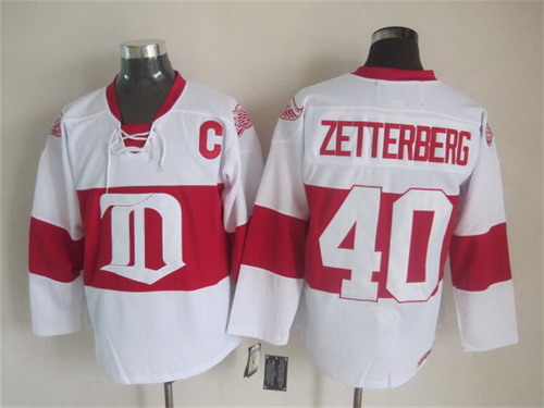 Men's Detroit Red Wings #40 Henrik Zetterberg 2008-09 White CCM Vintage Throwback Jersey