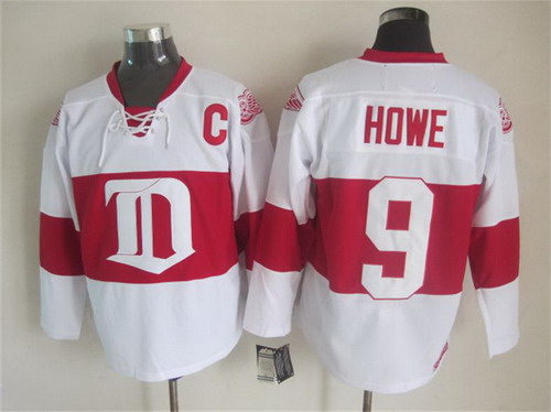Men's Detroit Red Wings #9 Gordie Howe 2008-09 White CCM Vintage Throwback Jersey