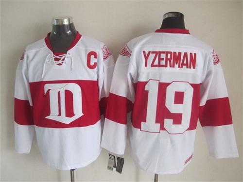 Men's Detroit Red Wings #19 Steve Yzerman 2008-09 White CCM Vintage Throwback Jersey