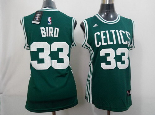 Women's Boston Celtics #33 Larry Bird Green Jersey