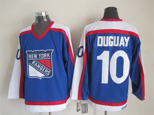 Mens New York Rangers #10 Ron Duguay Light Blue 1978 CCM Vintage Throwback Jersey