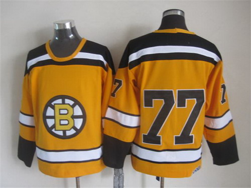 Men's Boston Bruins #77 Ray Bourque 1966 Yellow CCM Vintage Throwback Jersey