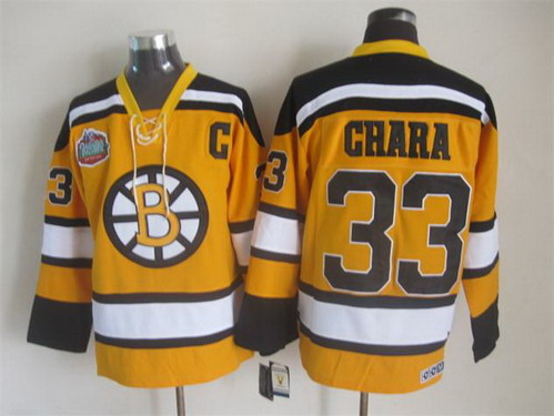 Men's Boston Bruins #33 Zdeno Chara Yellow 2010 CCM Vintage 