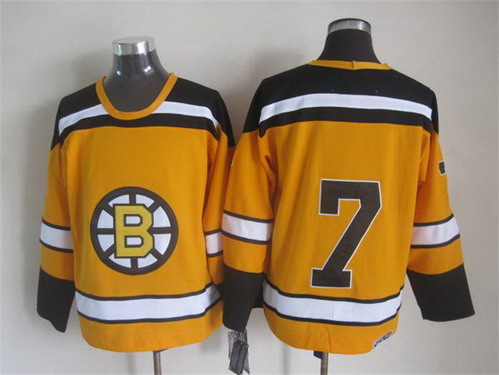 Men's Boston Bruins #7 Phil Esposito 1966 Yellow CCM Vintage Throwback Jersey