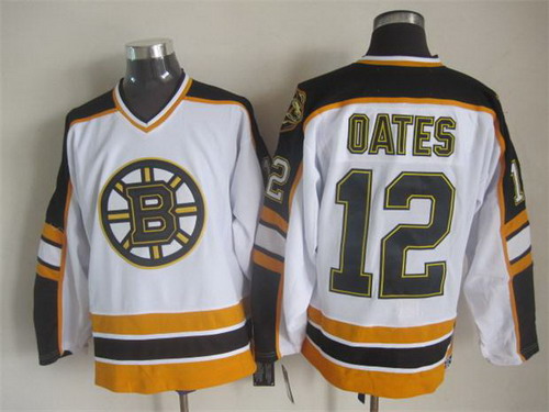 Men's Boston Bruins #12 Adam Oates 1996 White CCM Vintage Throwback Jersey
