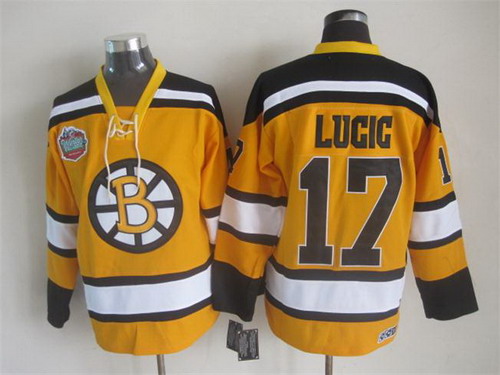 Men's Boston Bruins #17 Milan Lucic Yellow 2010 CCM Vintage Winter Classic NHL Hockey Jersey