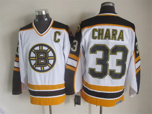 Men's Boston Bruins #33 Zdeno Chara 1996-97 White CCM Vintage Throwback Jersey